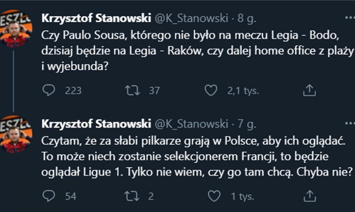 Krzysztof Stanowski KRYTYKUJE Paulo Souse!